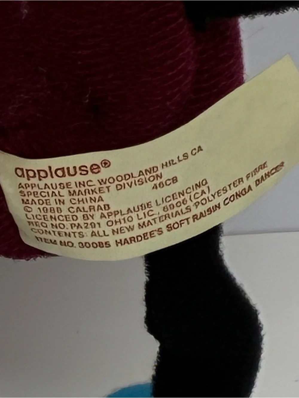 Hardee's Vintage Plush California Raisins 6